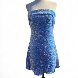 Princess Polly Iridescent Blue Strapless Dress